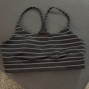 ZYIA Black and White Striped Sports Bra